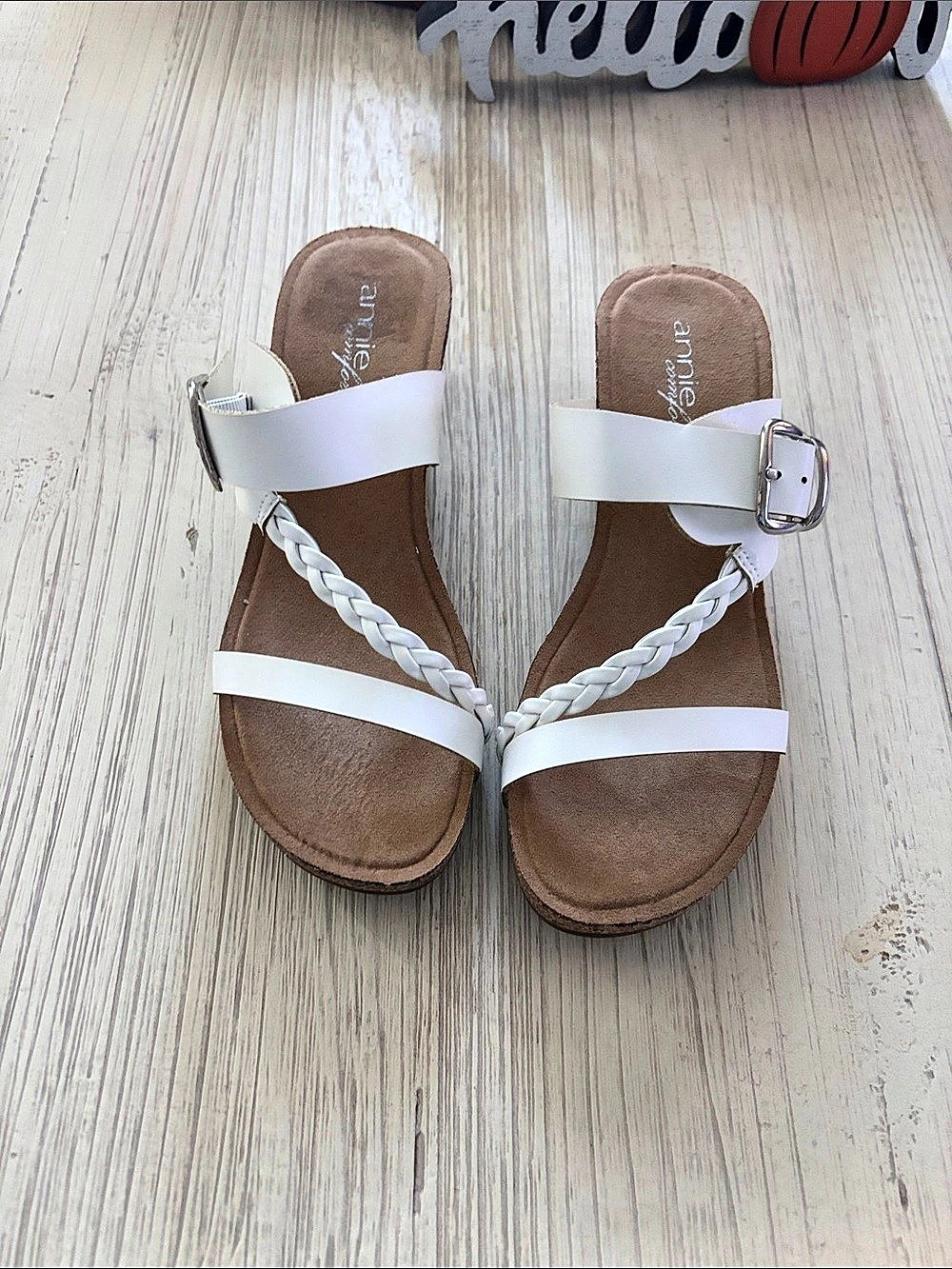 Aerosoles White Braided Strap Wedge Sandals